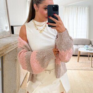 Women's Slouchy Balloon Sleeve Cardigan Top | Pink